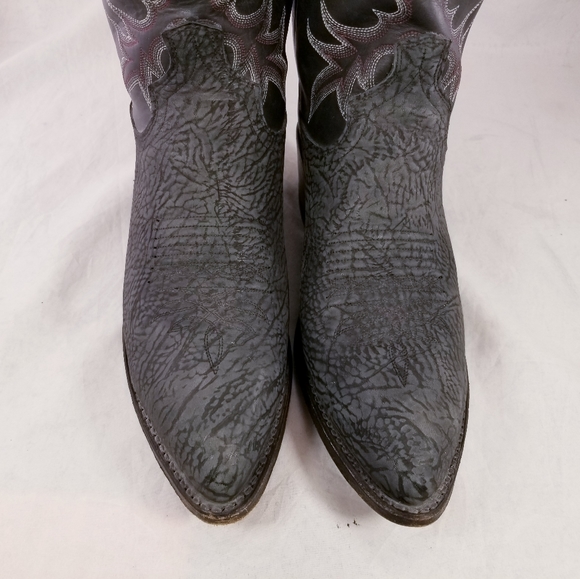 DAN POST MEN CHARCOAL BLACK WESTERN COWBOY BOOTS SZ 9 D  * - Picture 9 of 12